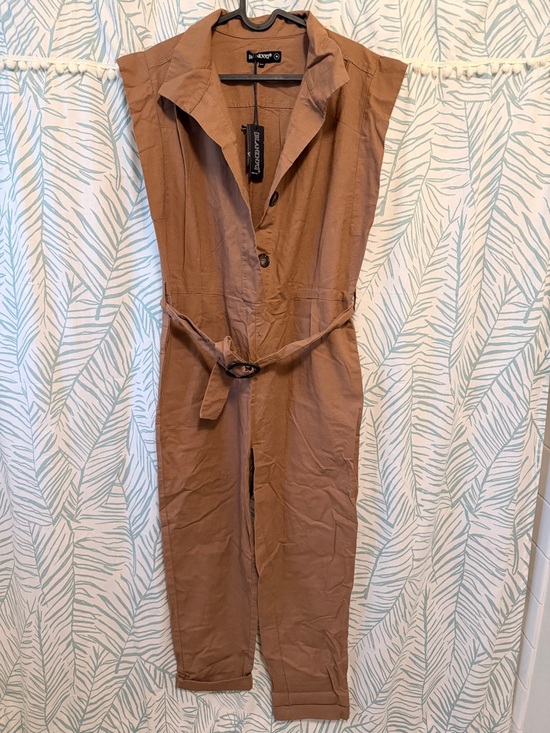 Blank NYC Pants - Blank NYC Tan/Brown Utility Belted Jumpsuit